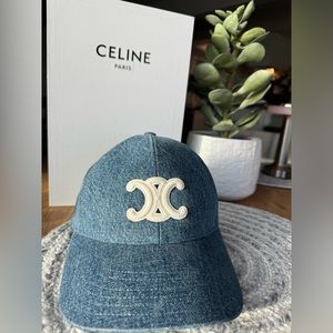 Celine Triomphe denim hat